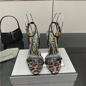 Tom Ford Animal Print Heels with Gold Accents